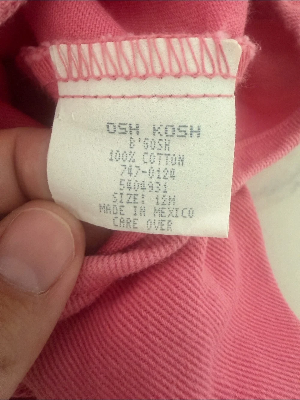 Vintage OshKosh B’gosh Bubble Gum Pink Denim Bubble Floral Embroidered 12 Month
